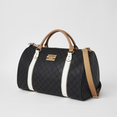 Black RI embossed weekend duffel bag