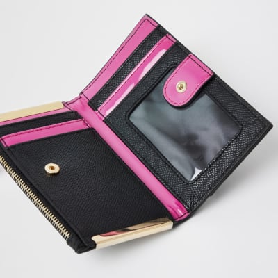 Black RI floral print mini foldout purse