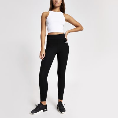 Black RI fold over waistband leggings