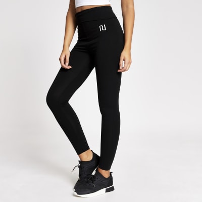 Black RI fold over waistband leggings