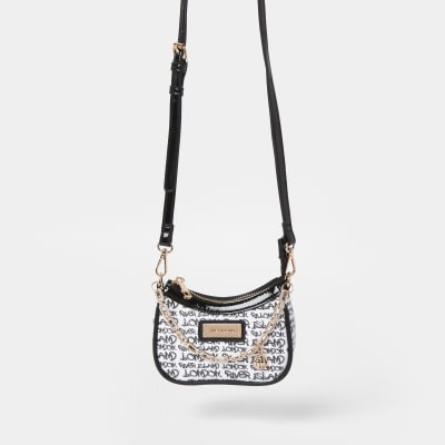 Black RI graphic scoop mini shoulder bag