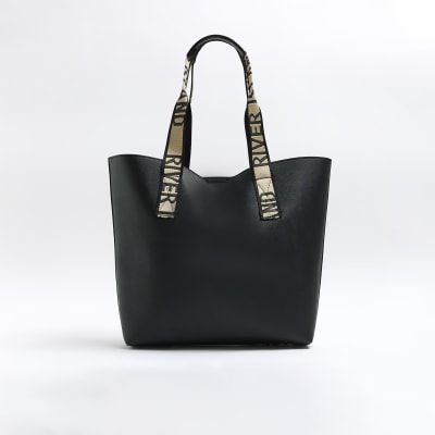 Black RI handle shopper bag | River Island