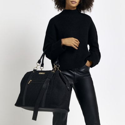 Black RI Jacquard Monogram Holdall bag River Island