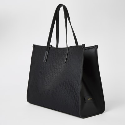 Black RI jacquard shopper tote bag