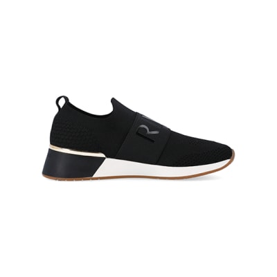 River island black deals knit runner trainers