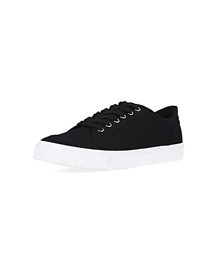 360 degree animation of product Black RI lace up plimsolls frame-0