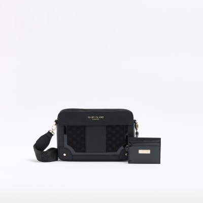 Black RI monogram boxy cross body bag