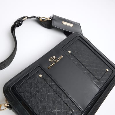 River island black quilted boxy bag hot sale