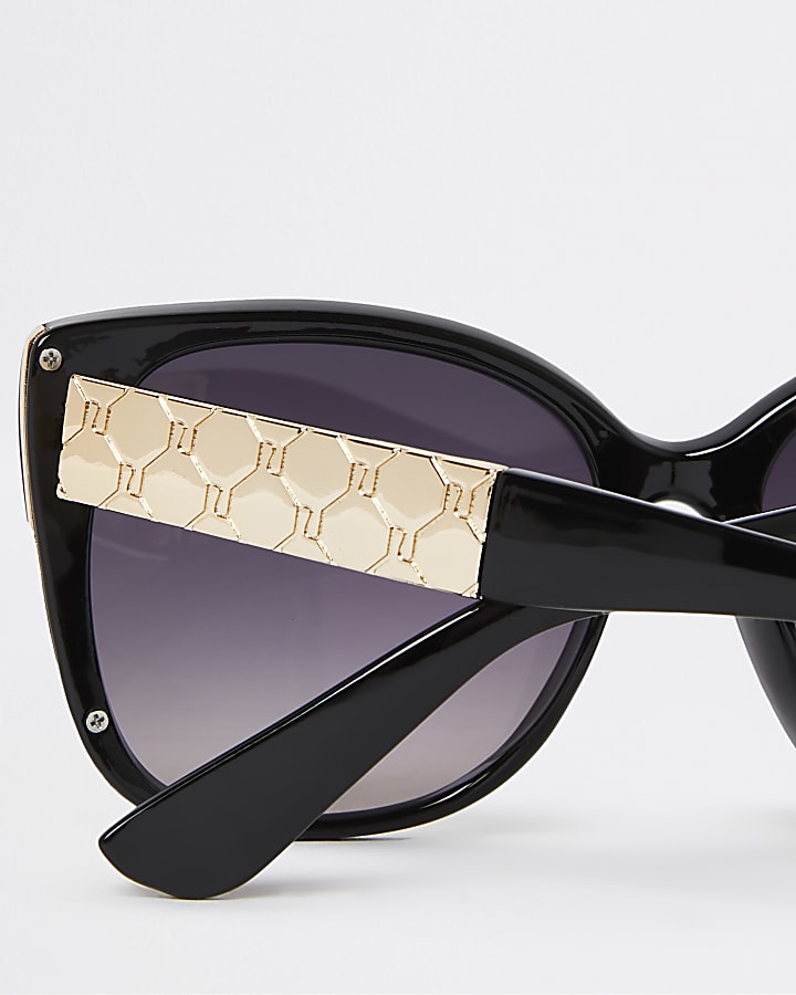 Black RI monogram cateye sunglasses