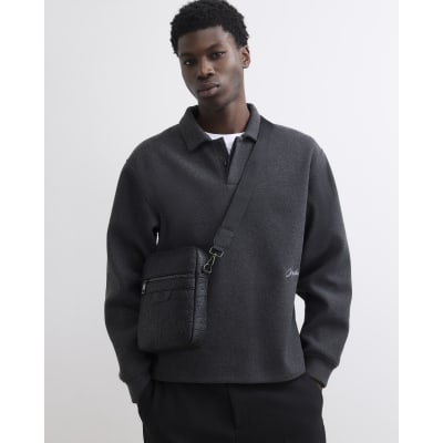 Black RI Monogram Crossbody Bag