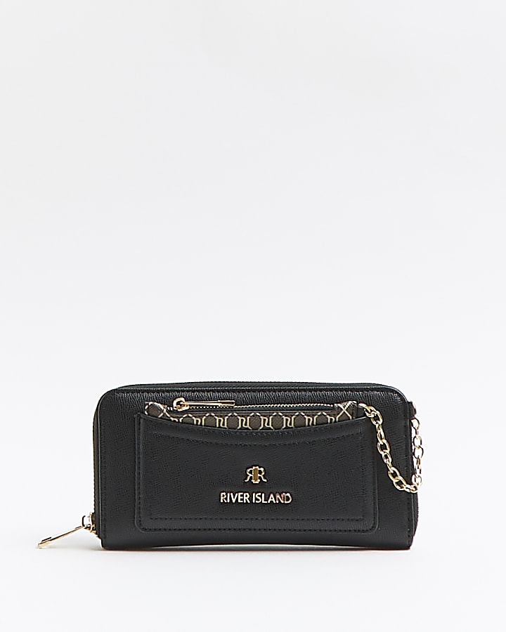 Black RI monogram detail purse