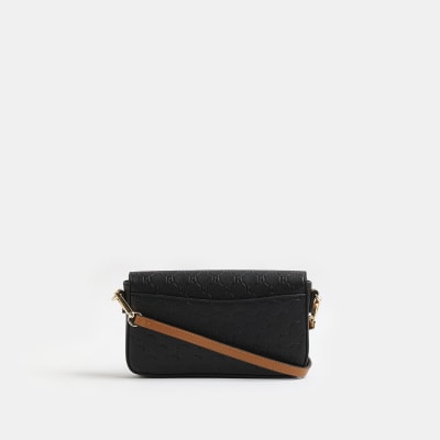 River island black croc embossed bag hot sale