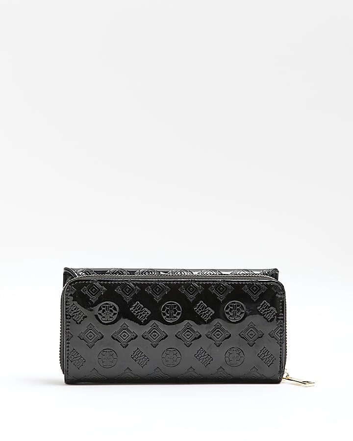 Black RI monogram embossed purse