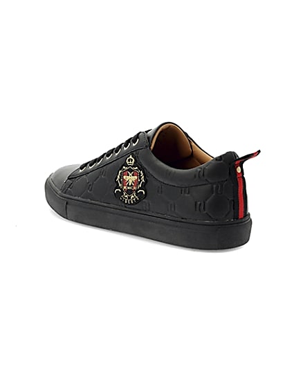 360 degree animation of product Black RI monogram embroidered trainers frame-6