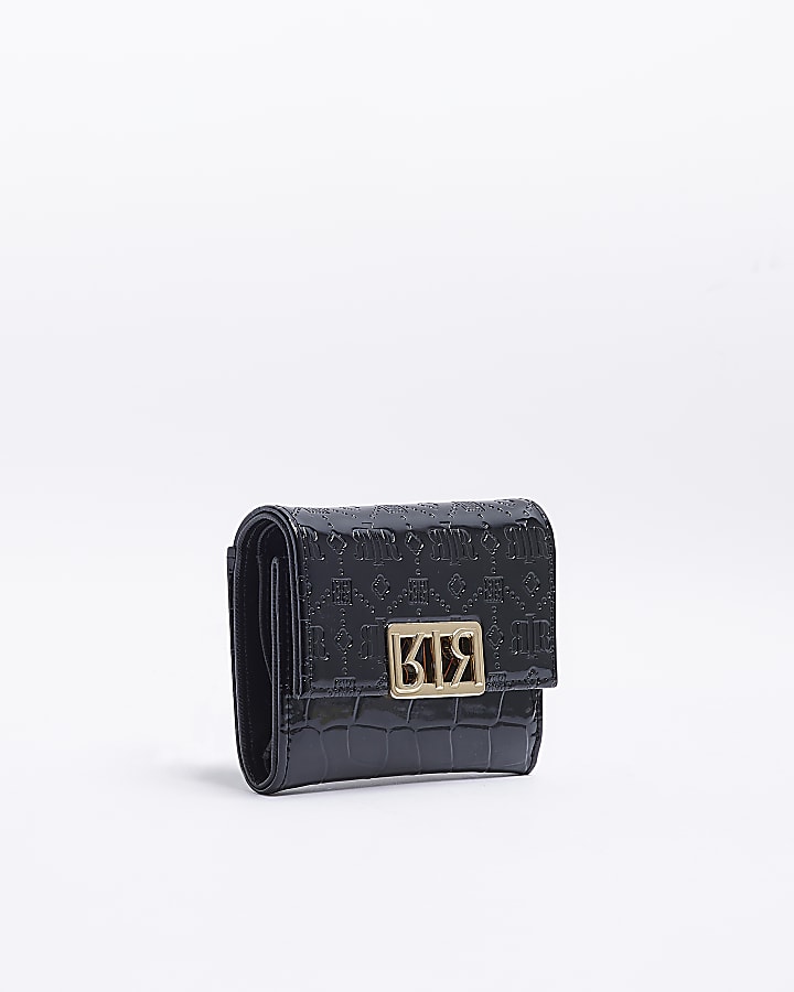 Black RI monogram fold over purse