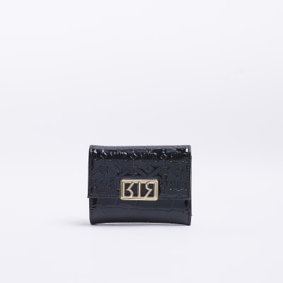 Black RI monogram fold over purse