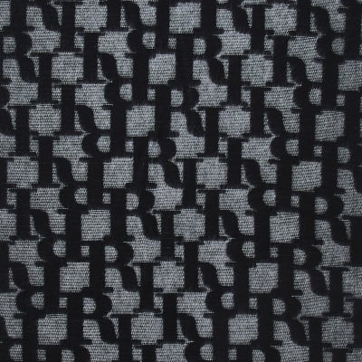 Black RI monogram fringe scarf