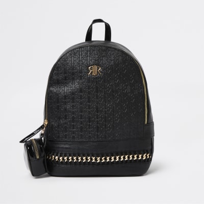 Girls black ri monogram backpack online