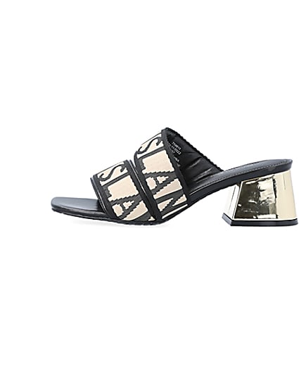 360 degree animation of product Black RI monogram heeled sandals frame-3