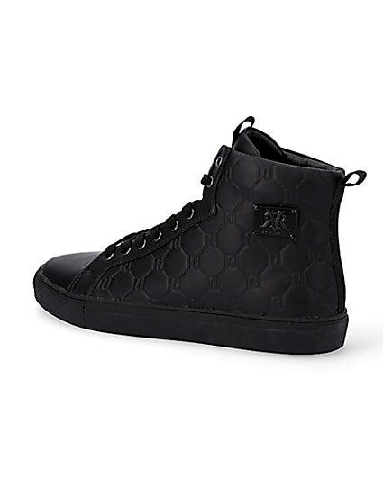 360 degree animation of product Black RI monogram high top trainers frame-4