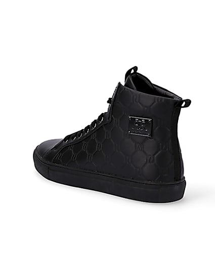 360 degree animation of product Black RI monogram high top trainers frame-5