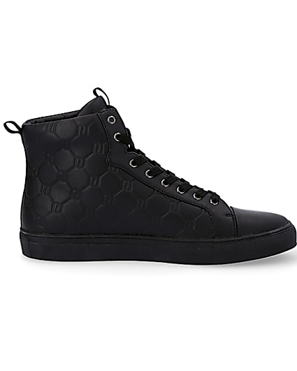 360 degree animation of product Black RI monogram high top trainers frame-14