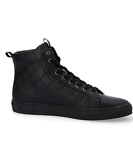 360 degree animation of product Black RI monogram high top trainers frame-15