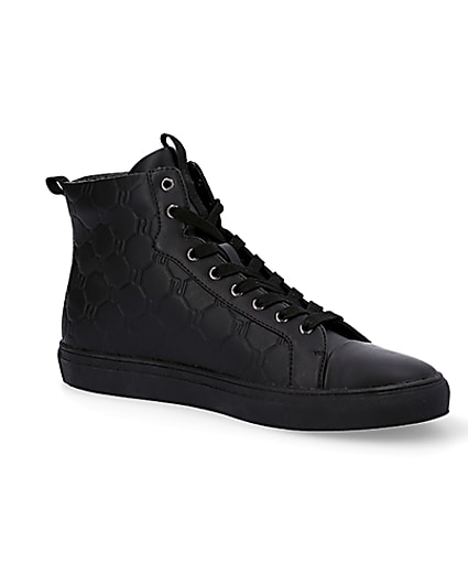 360 degree animation of product Black RI monogram high top trainers frame-16
