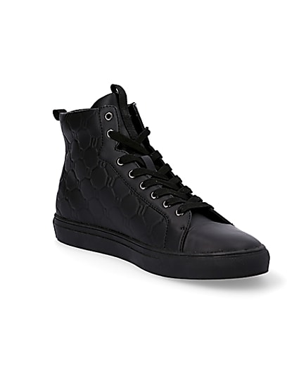 360 degree animation of product Black RI monogram high top trainers frame-17