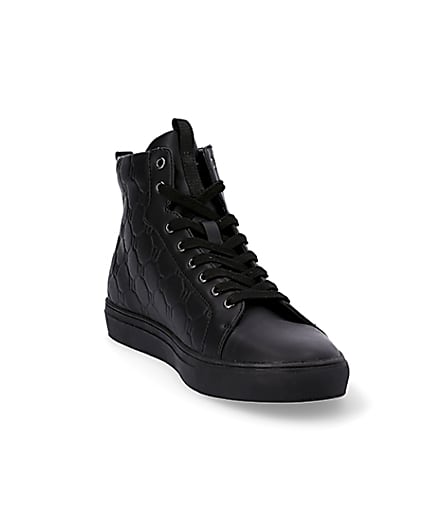 360 degree animation of product Black RI monogram high top trainers frame-18