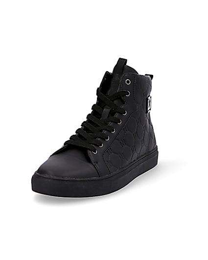 360 degree animation of product Black RI monogram high top trainers frame-22