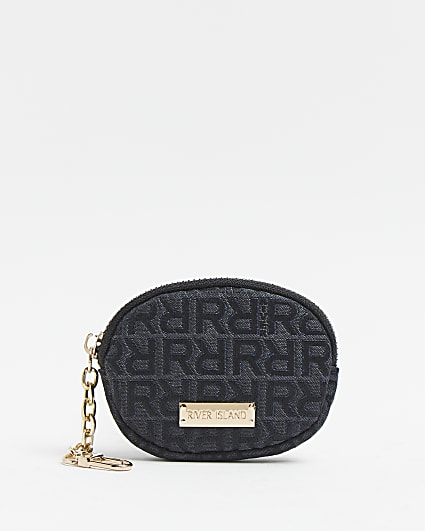 Black RI monogram jacquard purse