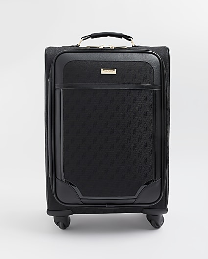 Black RI monogram jacquard suitcase