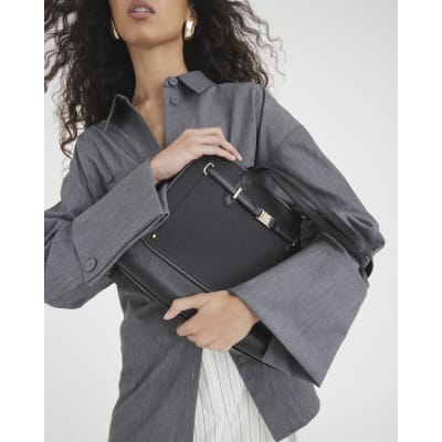 Black RI Monogram Jacquard Tote Bag