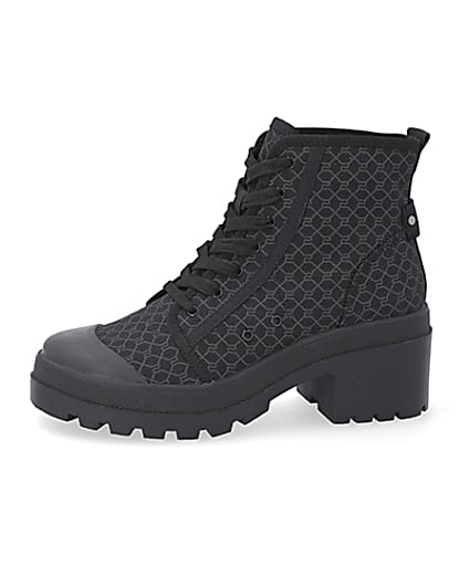 360 degree animation of product Black RI monogram lace up boots frame-2