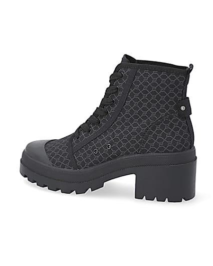 360 degree animation of product Black RI monogram lace up boots frame-4