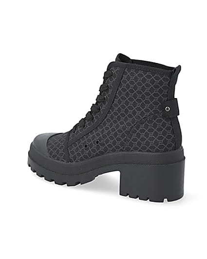 360 degree animation of product Black RI monogram lace up boots frame-5