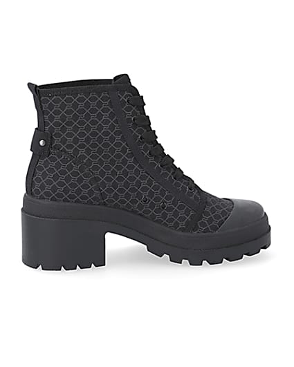 360 degree animation of product Black RI monogram lace up boots frame-14
