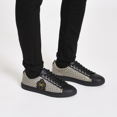 Black RI monogram low top cupsole trainers