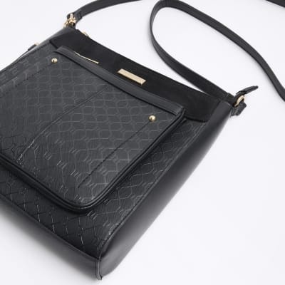 Black RI monogram messenger bag | River Island