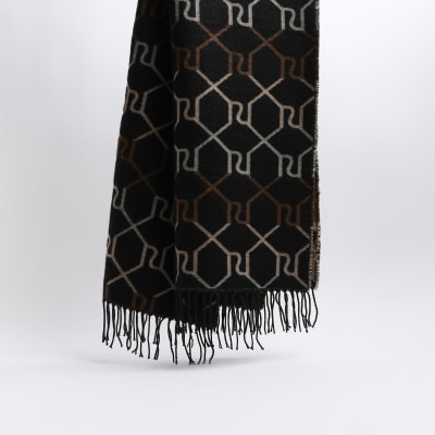 River Island monogram lightweight scarf in brown