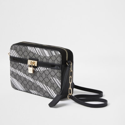 Black RI monogram padlock handbag