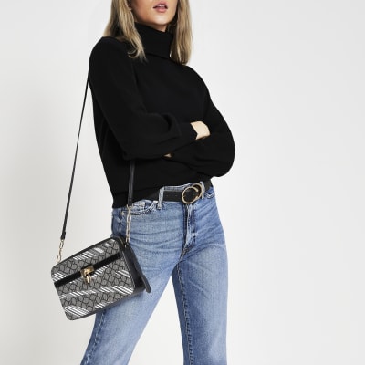 Black RI monogram padlock handbag