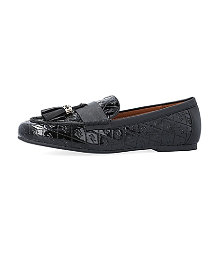 360 degree animation of product Black RI monogram patent loafers frame-2