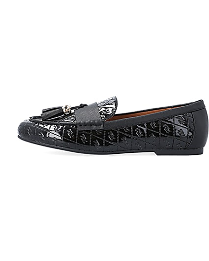 360 degree animation of product Black RI monogram patent loafers frame-3