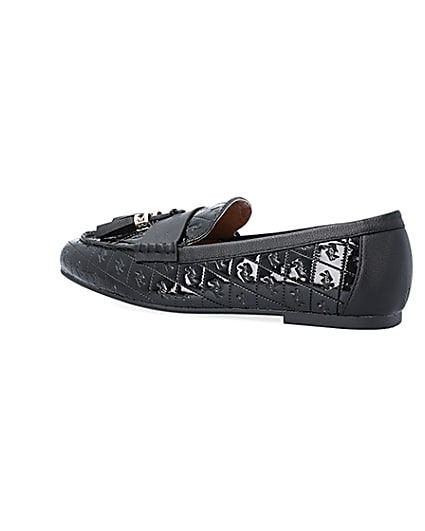 360 degree animation of product Black RI monogram patent loafers frame-5