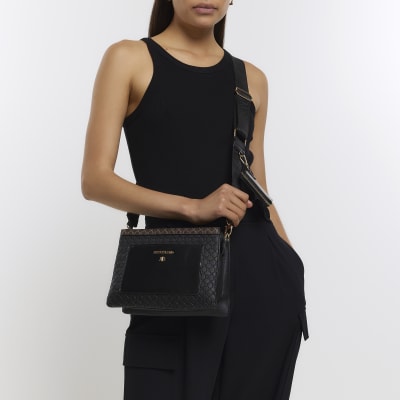 Black RI monogram cross body bag