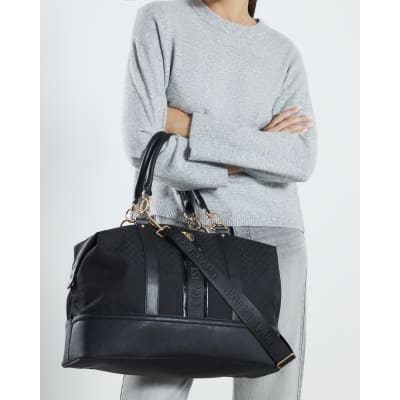 Black RI Monogram Print Holdall Bag