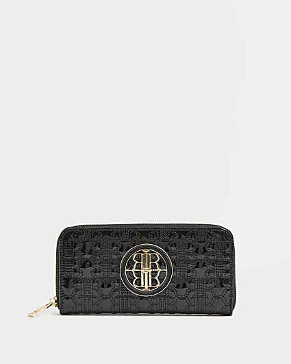 Black RI monogram quilted purse