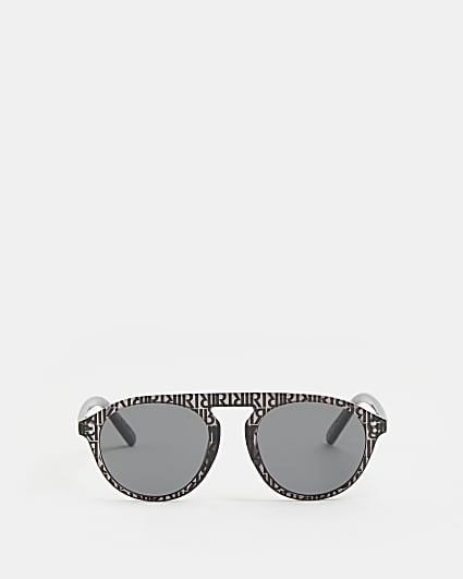Black RI Monogram round sunglasses